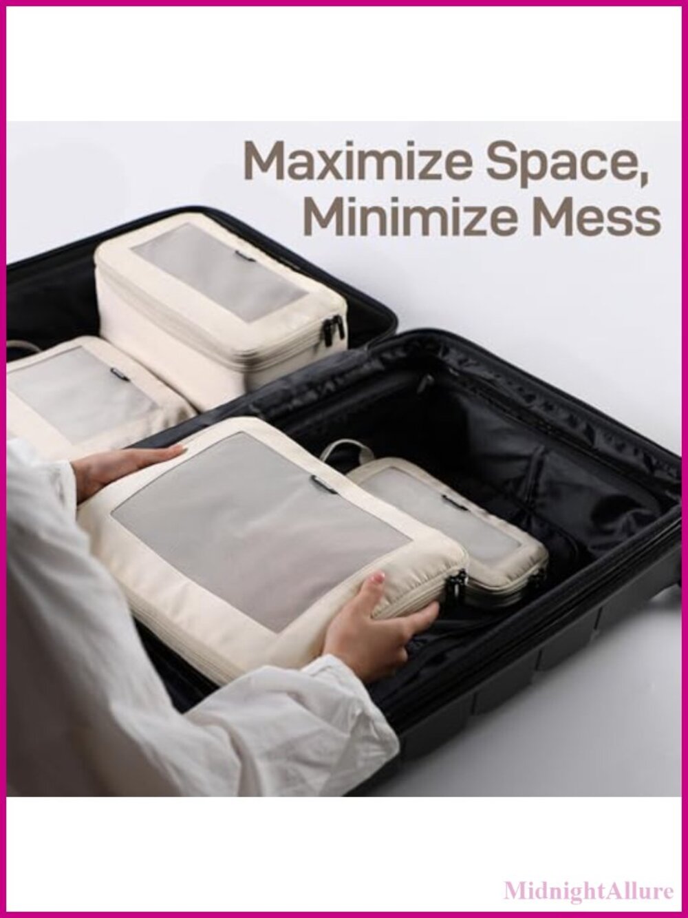 Compression Packing Cubes 4 Set Ripstop Polyester Travel Organizers - Picture 4 of 6